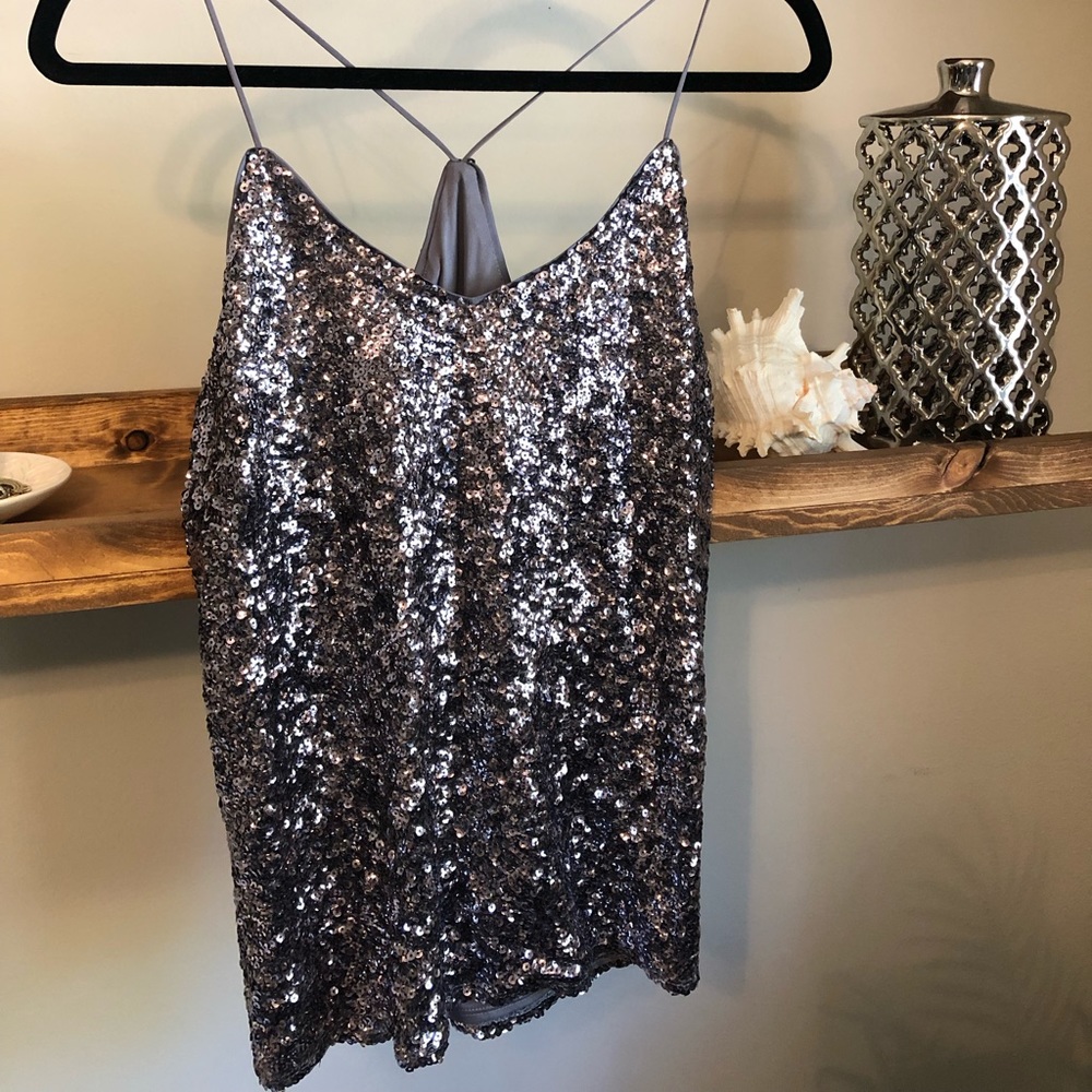 Silver sequined top